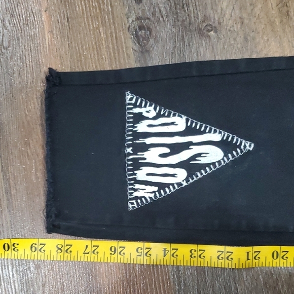 Dolls Kill Current Mood Black Straight Leg Jeans with Graphic Patches - Picture 4 of 13